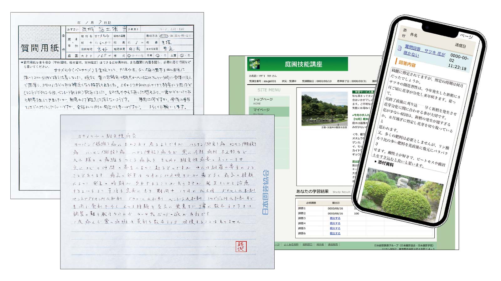 質問への回答が書かれた用紙と画面